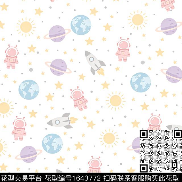 宇航员火箭太阳传统印花花型下载（图片编号: 1643772） - 瓦栏（Walan）