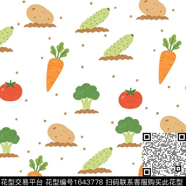 胡萝卜西兰花番茄传统印花花型下载（图片编号: 1643778） - 瓦栏（Walan）