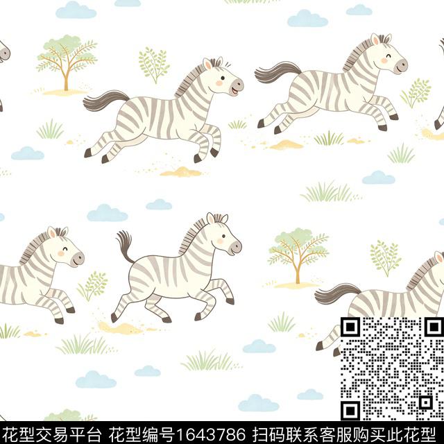 斑马树云朵数码印花花型下载（图片编号: 1643786） - 瓦栏（Walan）
