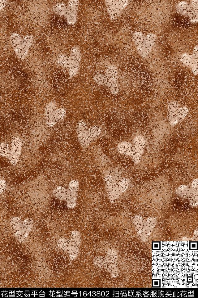 爱心侘寂肌理数码印花花型下载（图片编号: 1643802） - 瓦栏（Walan）