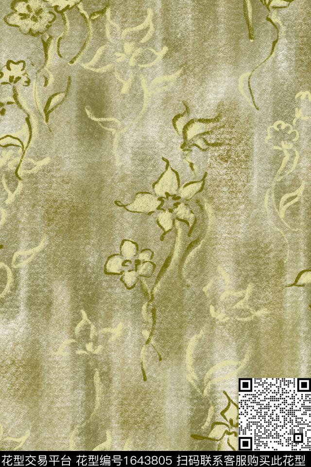 侘寂花卉肌理数码印花花型下载（图片编号: 1643805） - 瓦栏（Walan）
