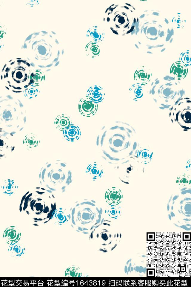 小清新简约笔触数码印花花型下载（图片编号: 1643819） - 瓦栏（Walan）