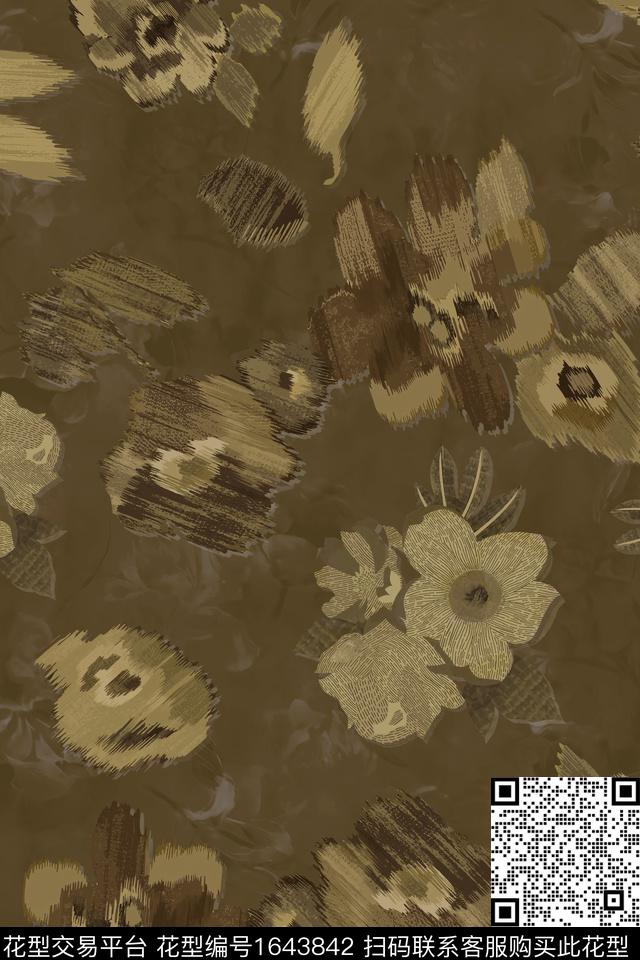 花卉抽象花卉模糊花卉数码印花花型下载（图片编号: 1643842） - 瓦栏（Walan）
