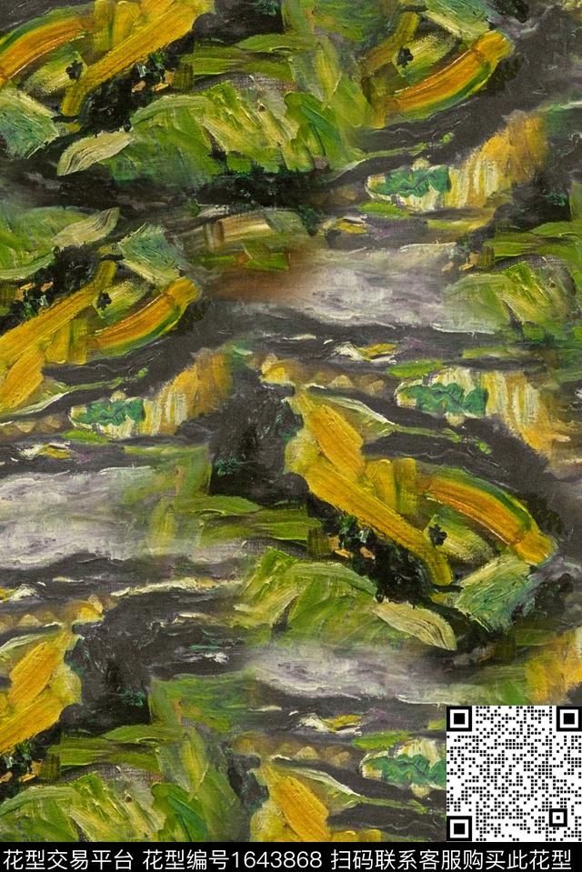 肌理油画花型复古数码印花花型下载（图片编号: 1643868） - 瓦栏（Walan）