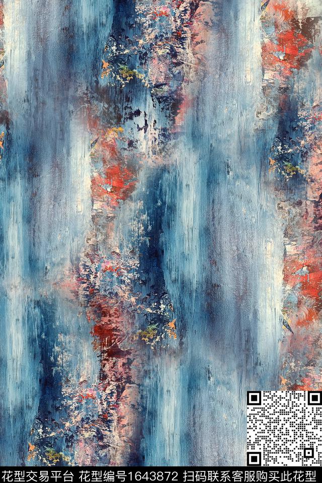 肌理油画花型复古数码印花花型下载（图片编号: 1643872） - 瓦栏（Walan）