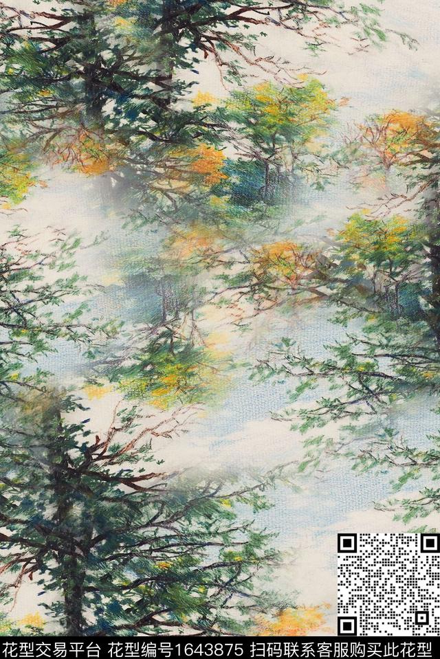 肌理油画花型复古数码印花花型下载（图片编号: 1643875） - 瓦栏（Walan）