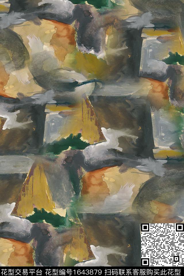 肌理油画花型复古数码印花花型下载（图片编号: 1643879） - 瓦栏（Walan）
