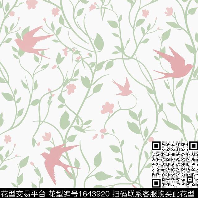 年轻女装小清新剪影数码印花花型下载（图片编号: 1643920） - 瓦栏（Walan）