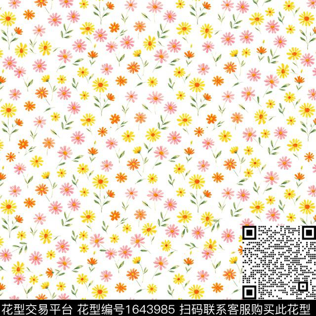 花卉水彩花卉小碎花数码印花花型下载（图片编号: 1643985） - 瓦栏（Walan）