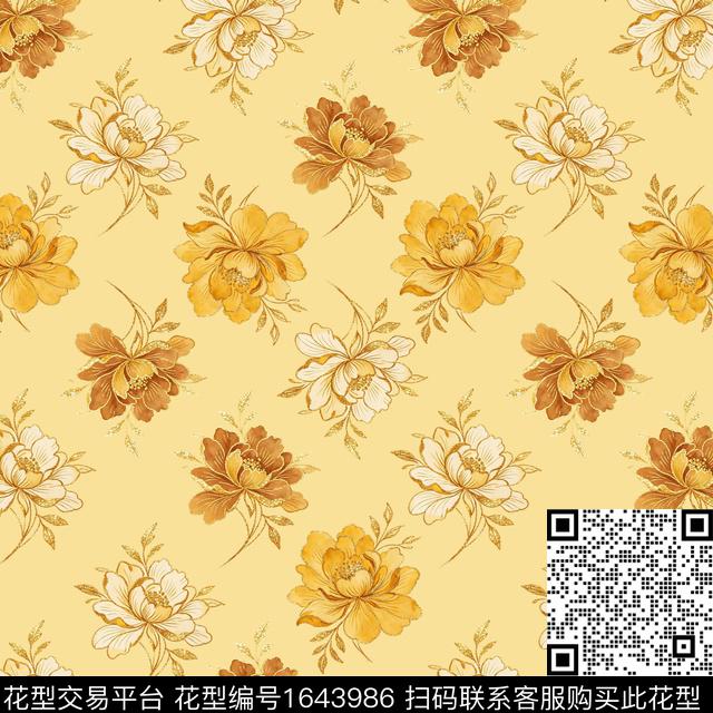 花卉水彩花卉满版散花数码印花花型下载（图片编号: 1643986） - 瓦栏（Walan）