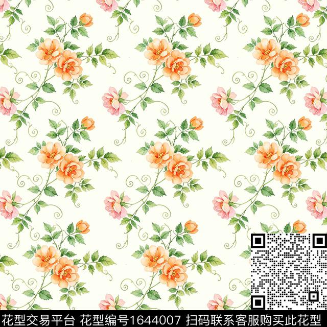 花卉水彩花卉满版散花数码印花花型下载（图片编号: 1644007） - 瓦栏（Walan）