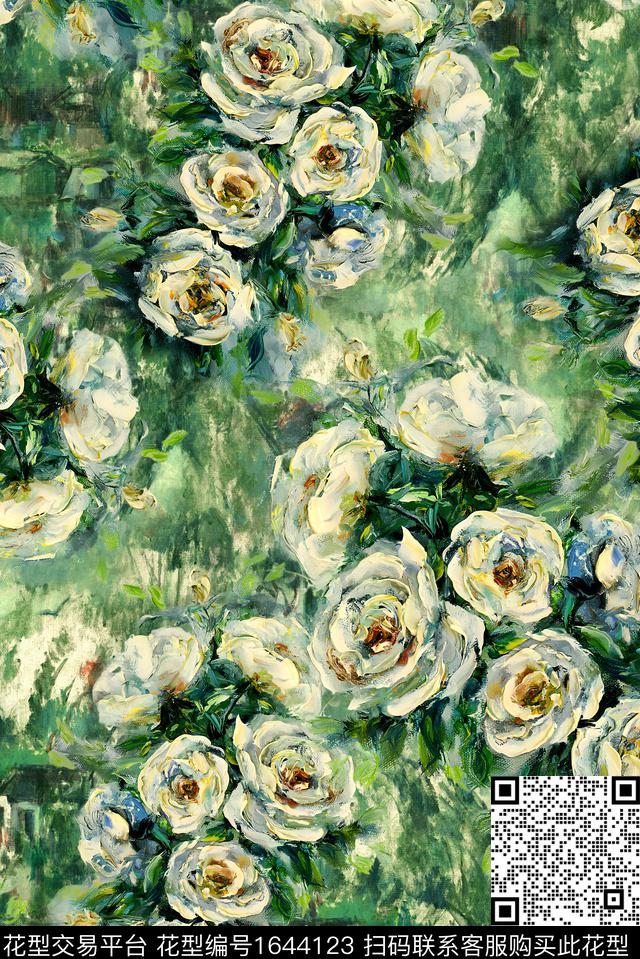 满版散花花卉中老年数码印花花型下载（图片编号: 1644123） - 瓦栏（Walan）