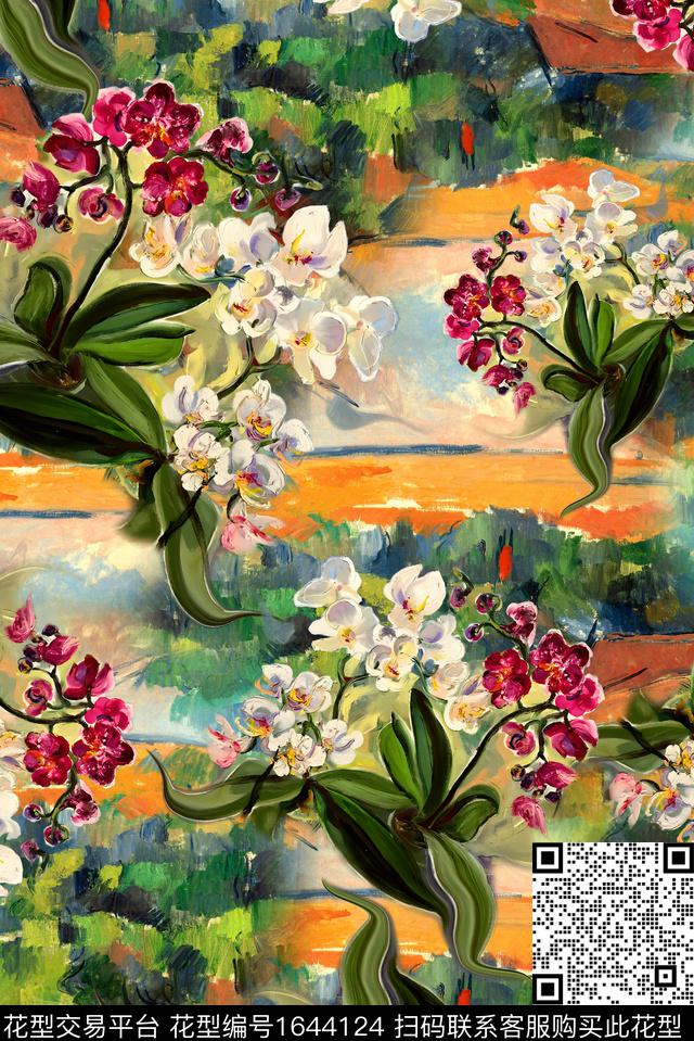 满版散花花卉中老年数码印花花型下载（图片编号: 1644124） - 瓦栏（Walan）