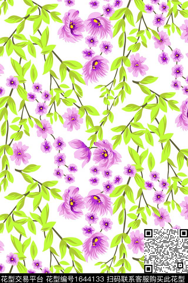 年轻女装点彩满版散花传统印花花型下载（图片编号: 1644133） - 瓦栏（Walan）