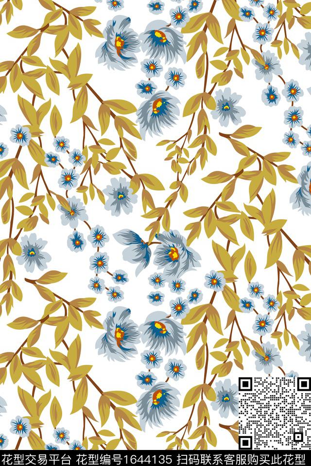 年轻女装点彩满版散花传统印花花型下载（图片编号: 1644135） - 瓦栏（Walan）
