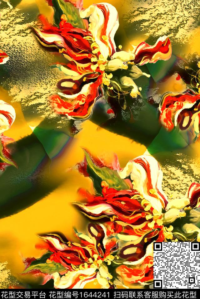 满版散花花卉中老年数码印花花型下载（图片编号: 1644241） - 瓦栏（Walan）