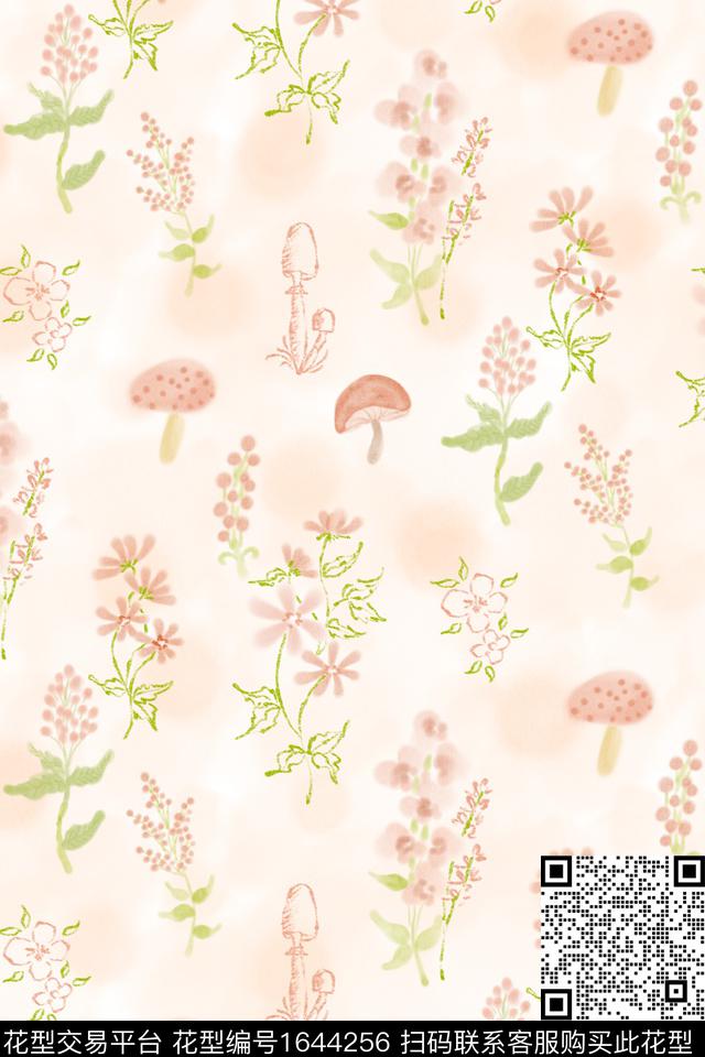 小清新清爽底花卉花卉数码印花花型下载（图片编号: 1644256） - 瓦栏（Walan）