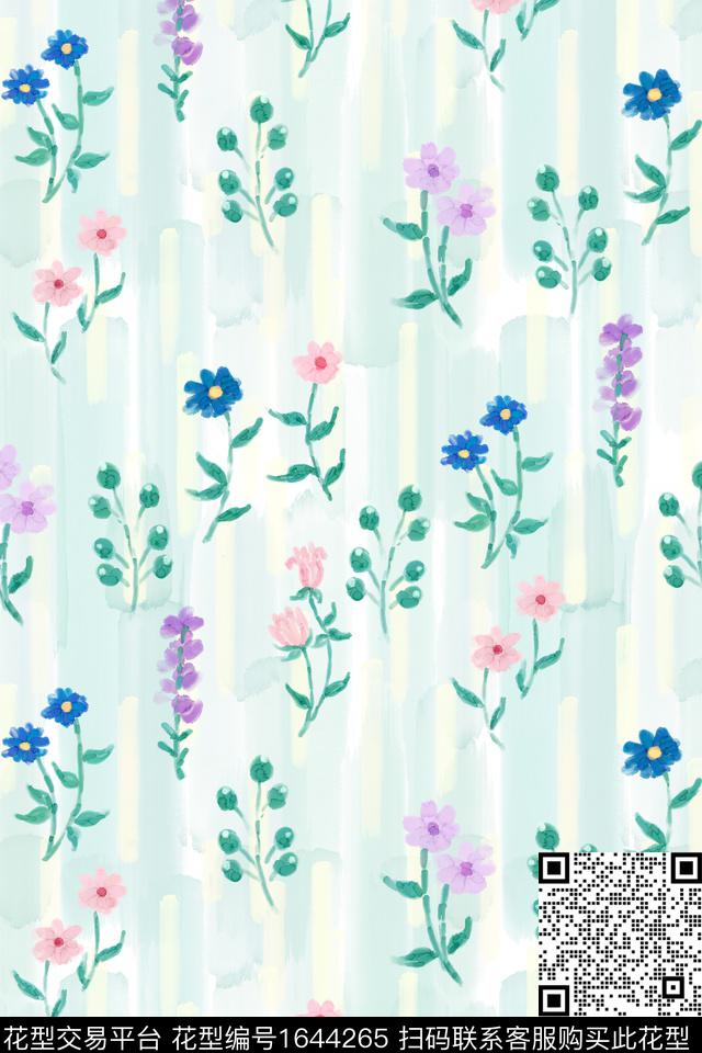 小清新清爽底花卉花卉数码印花花型下载（图片编号: 1644265） - 瓦栏（Walan）