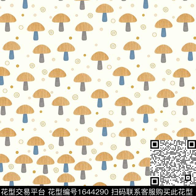 线条简约蘑菇数码印花花型下载（图片编号: 1644290） - 瓦栏（Walan）