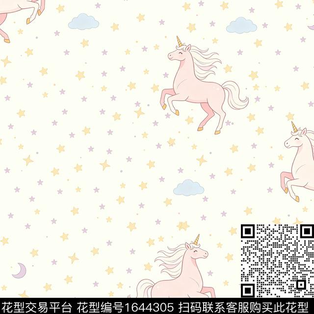 星星独角兽云朵数码印花花型下载（图片编号: 1644305） - 瓦栏（Walan）