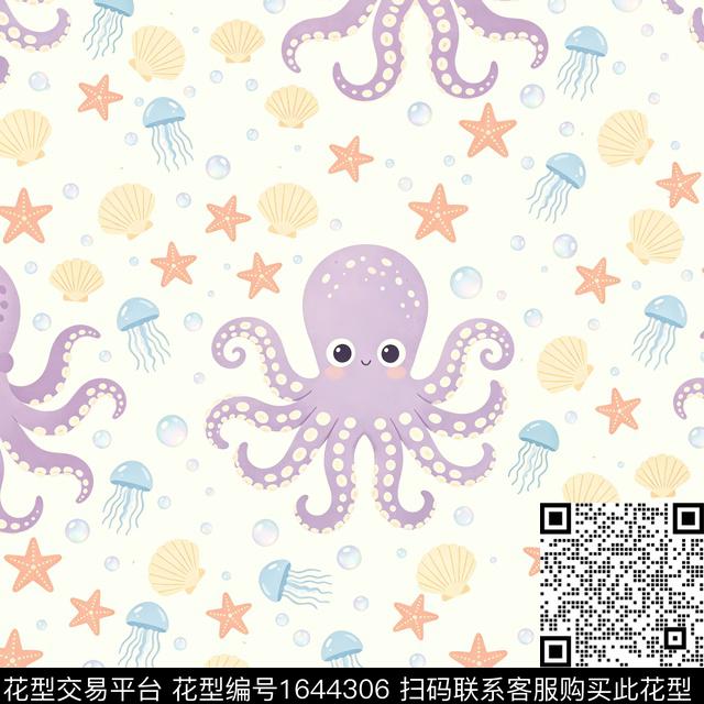海星海洋章鱼数码印花花型下载（图片编号: 1644306） - 瓦栏（Walan）