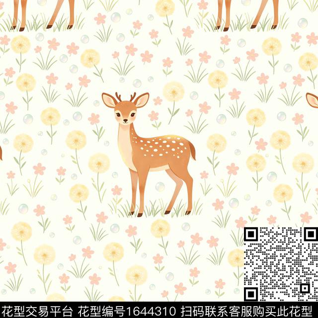 鹿小碎花花卉数码印花花型下载（图片编号: 1644310） - 瓦栏（Walan）