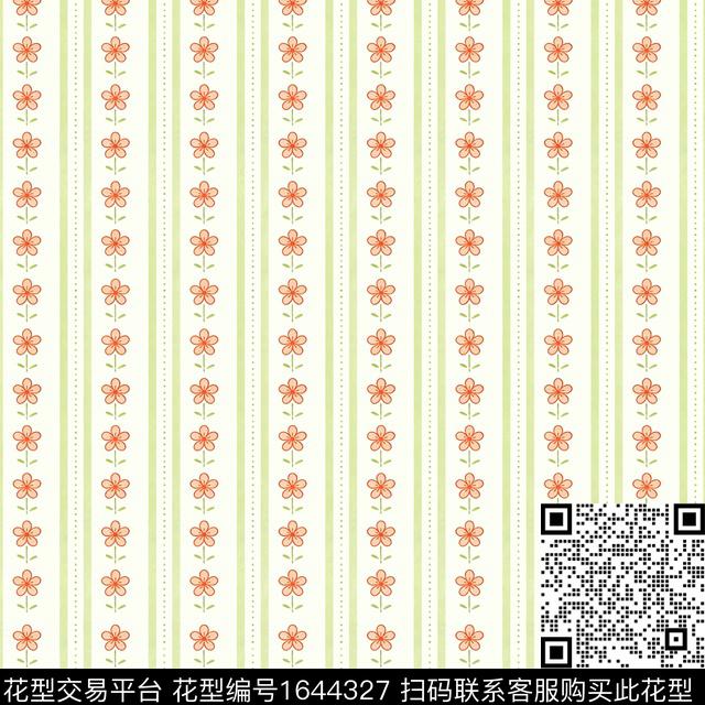 条纹波点清新风数码印花花型下载（图片编号: 1644327） - 瓦栏（Walan）