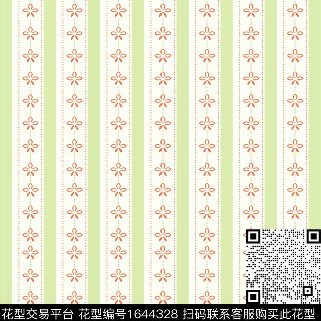 条纹波点清新风数码印花花型下载（图片编号: 1644328） - 瓦栏（Walan）
