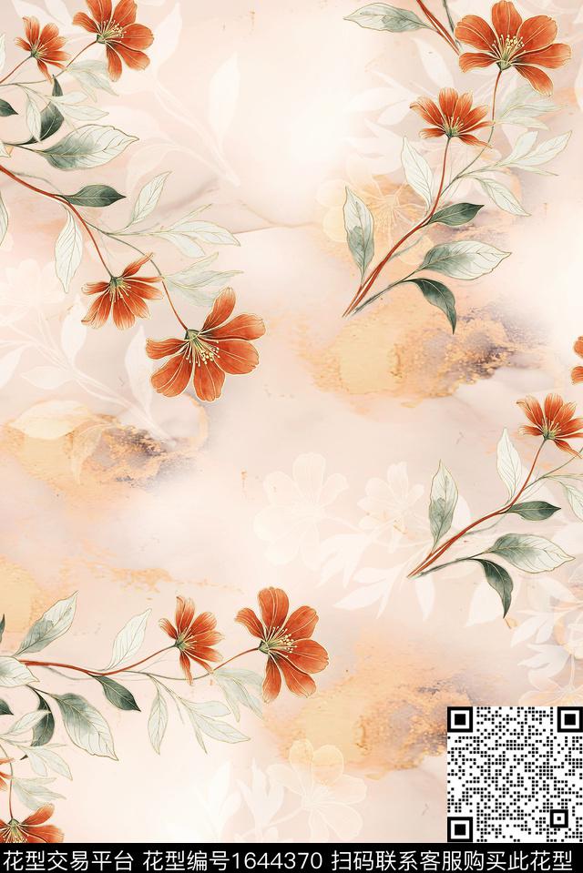 年轻女装小清新满版散花数码印花花型下载（图片编号: 1644370） - 瓦栏（Walan）
