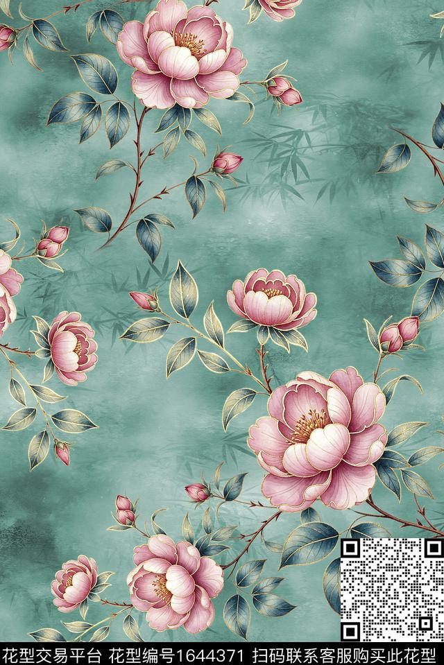 年轻女装满版散花花卉数码印花花型下载（图片编号: 1644371） - 瓦栏（Walan）