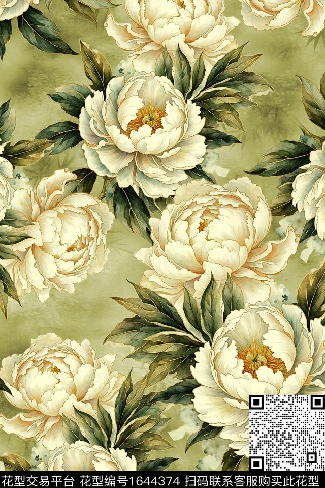 年轻女装满版散花花卉数码印花花型下载（图片编号: 1644374） - 瓦栏（Walan）