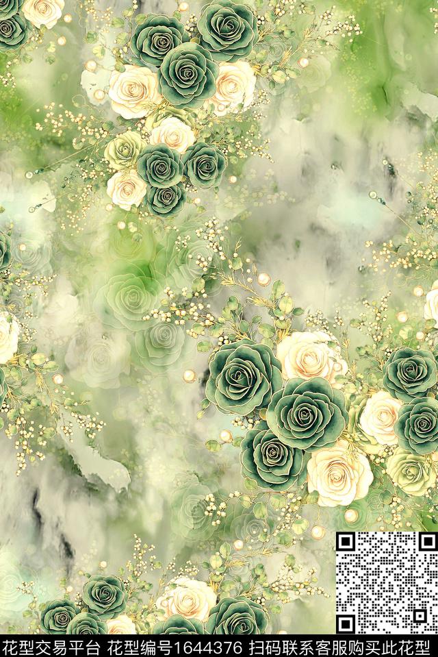 年轻女装小清新满版散花数码印花花型下载（图片编号: 1644376） - 瓦栏（Walan）