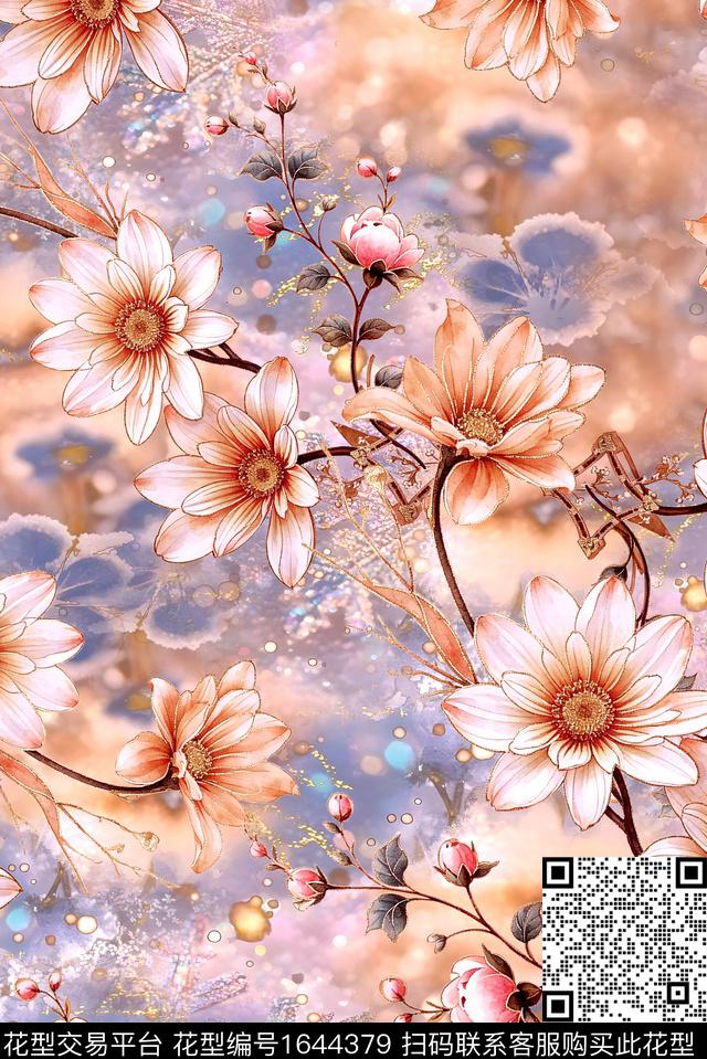 年轻女装小清新满版散花数码印花花型下载（图片编号: 1644379） - 瓦栏（Walan）