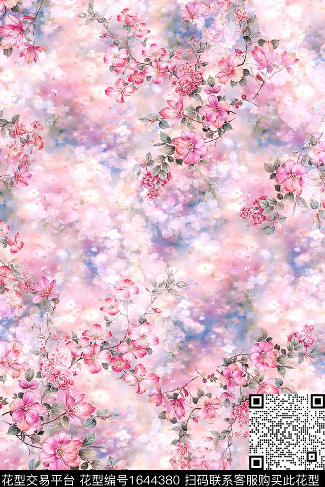 年轻女装小清新满版散花数码印花花型下载（图片编号: 1644380） - 瓦栏（Walan）