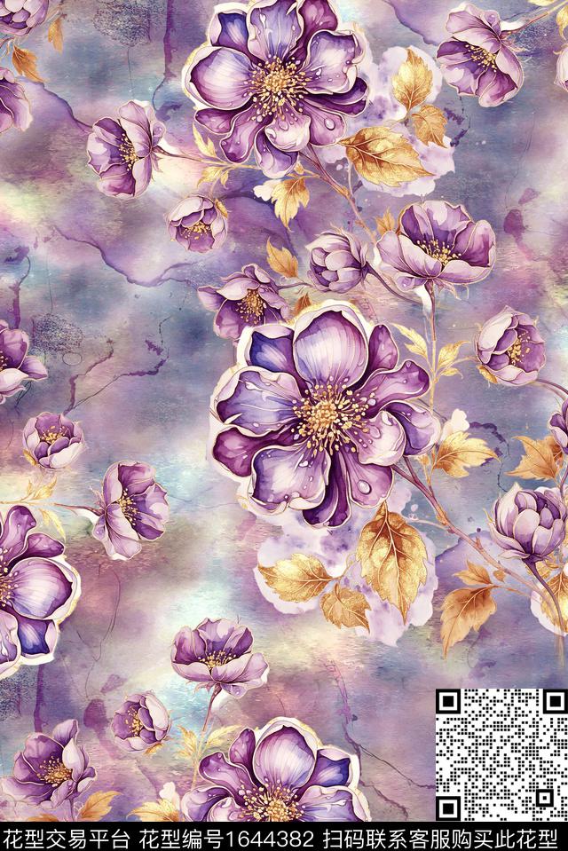 年轻女装满版散花花卉数码印花花型下载（图片编号: 1644382） - 瓦栏（Walan）