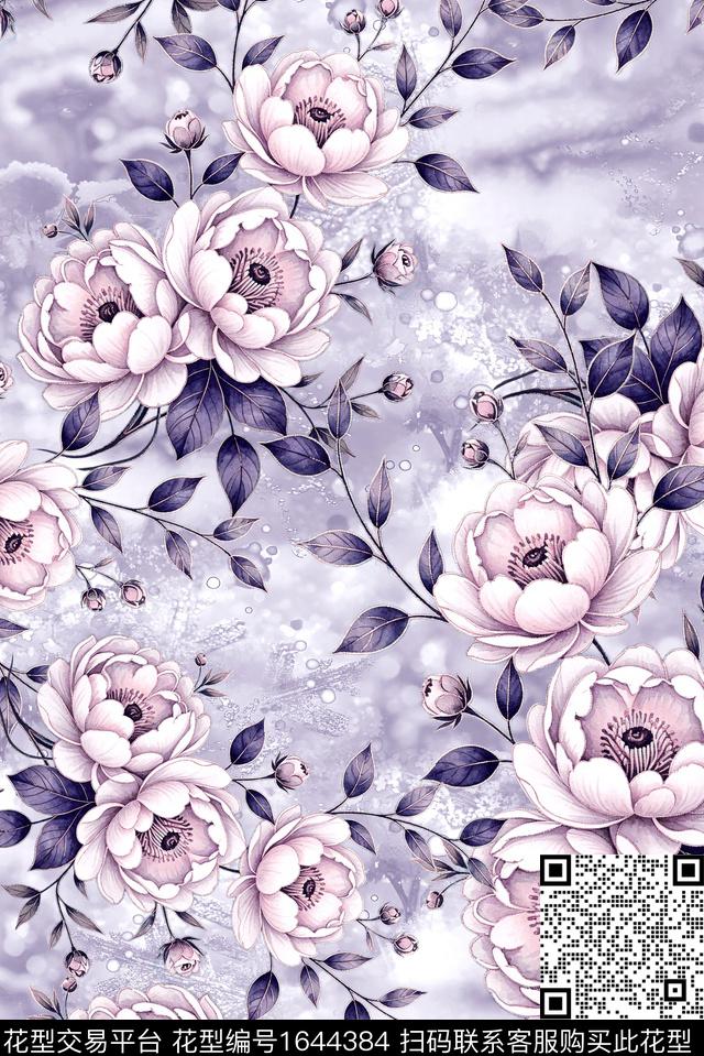 年轻女装小清新满版散花数码印花花型下载（图片编号: 1644384） - 瓦栏（Walan）