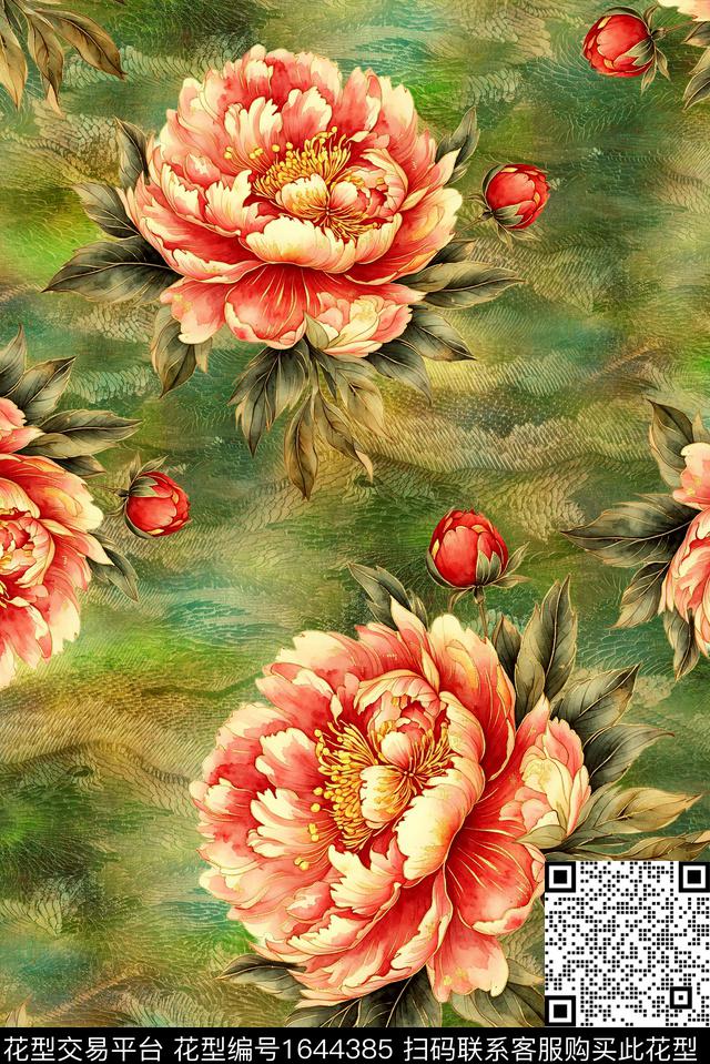 年轻女装满版散花花卉数码印花花型下载（图片编号: 1644385） - 瓦栏（Walan）