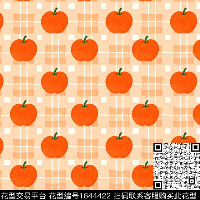 格子苹果趣味数码印花花型下载（图片编号: 1644422） - 瓦栏（Walan）