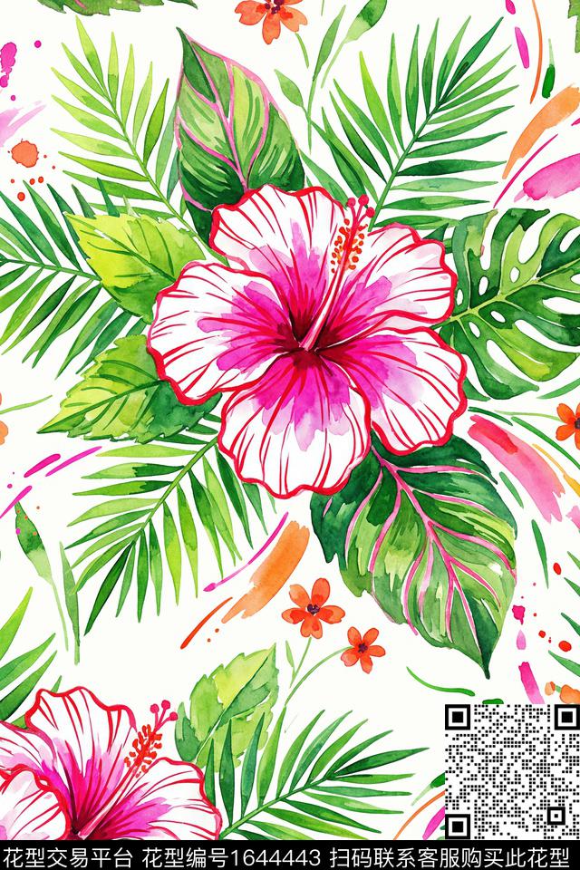 花卉水彩花卉大花数码印花花型下载（图片编号: 1644443） - 瓦栏（Walan）