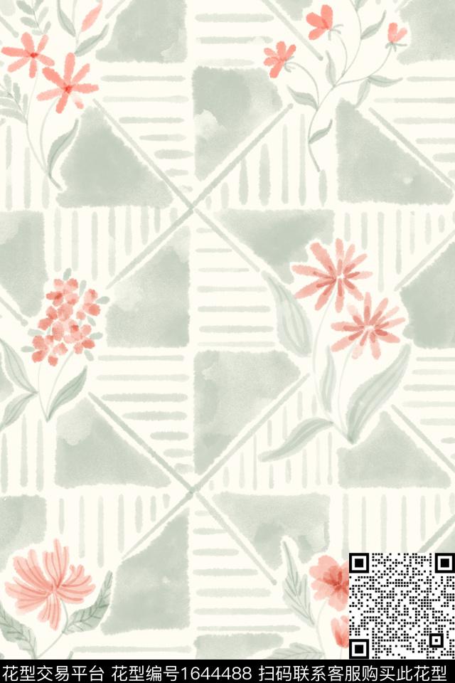 花卉小碎花水彩数码印花花型下载（图片编号: 1644488） - 瓦栏（Walan）