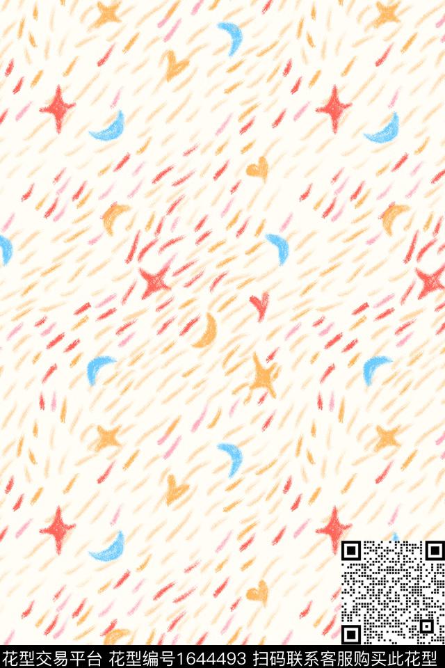 点彩星星可爱数码印花花型下载（图片编号: 1644493） - 瓦栏（Walan）