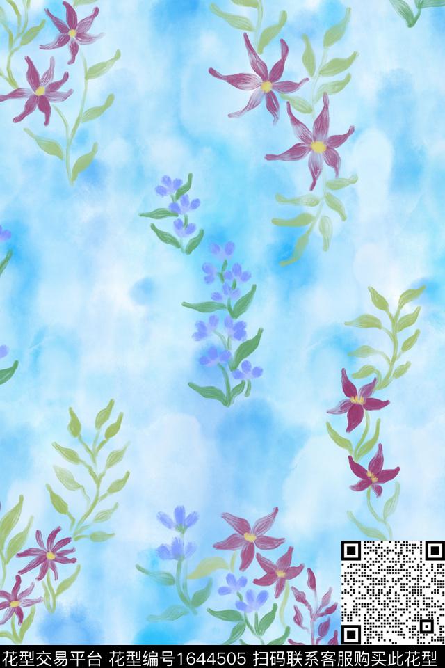 侘寂花卉肌理数码印花花型下载（图片编号: 1644505） - 瓦栏（Walan）