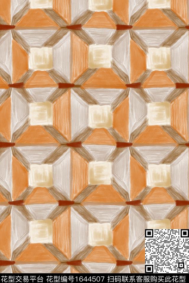 肌理几何复古数码印花花型下载（图片编号: 1644507） - 瓦栏（Walan）