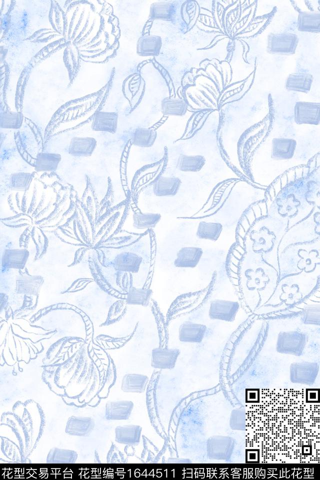 小清新线条民族风数码印花花型下载（图片编号: 1644511） - 瓦栏（Walan）