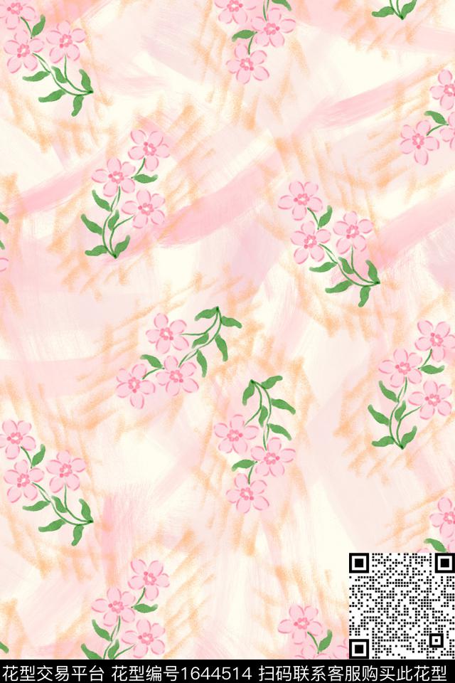 小清新清爽底花卉花卉数码印花花型下载（图片编号: 1644514） - 瓦栏（Walan）