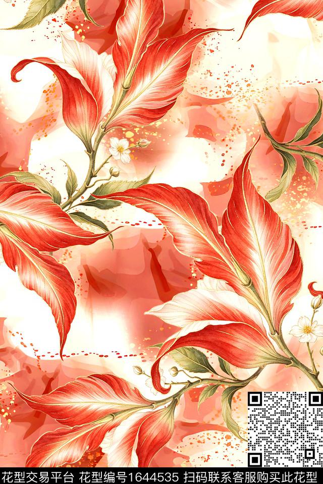 年轻女装满版散花花卉数码印花花型下载（图片编号: 1644535） - 瓦栏（Walan）