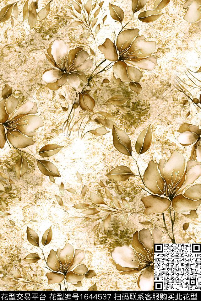 年轻女装满版散花花卉数码印花花型下载（图片编号: 1644537） - 瓦栏（Walan）