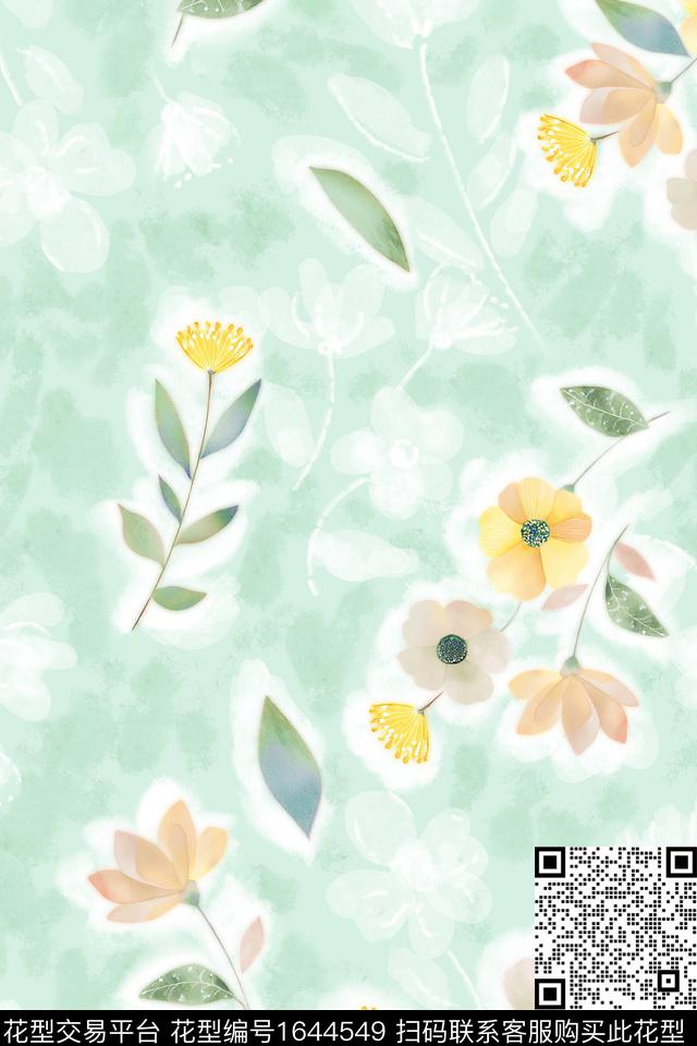 花卉抽象小碎花数码印花花型下载（图片编号: 1644549） - 瓦栏（Walan）