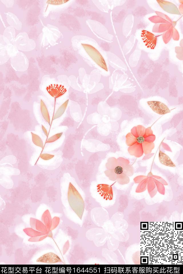 花卉抽象小碎花数码印花花型下载（图片编号: 1644551） - 瓦栏（Walan）