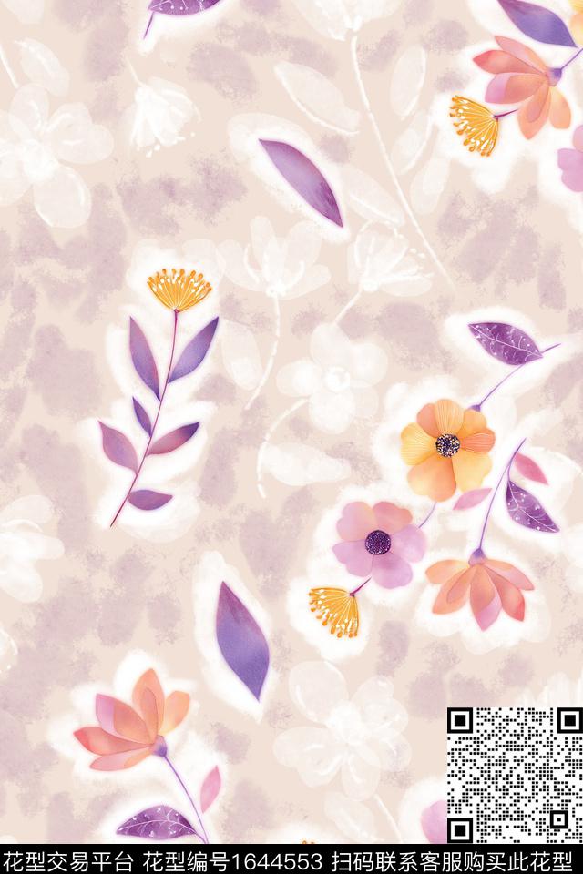 花卉抽象小碎花数码印花花型下载（图片编号: 1644553） - 瓦栏（Walan）